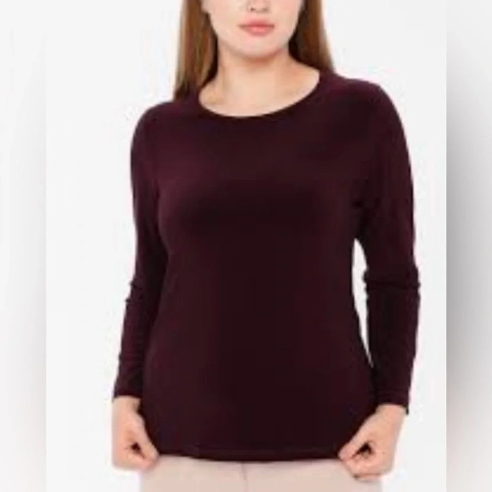 Zero Germany Women's Wool Blend Chew Neck Sweater Burgundy Size US 8